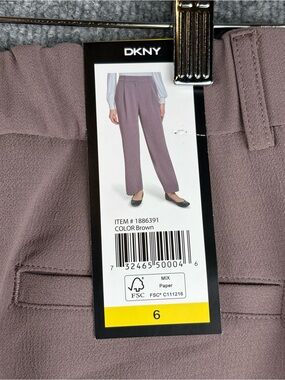 DKNY Women's Stretch High Rise Wide Leg Pant, Brown, size 6